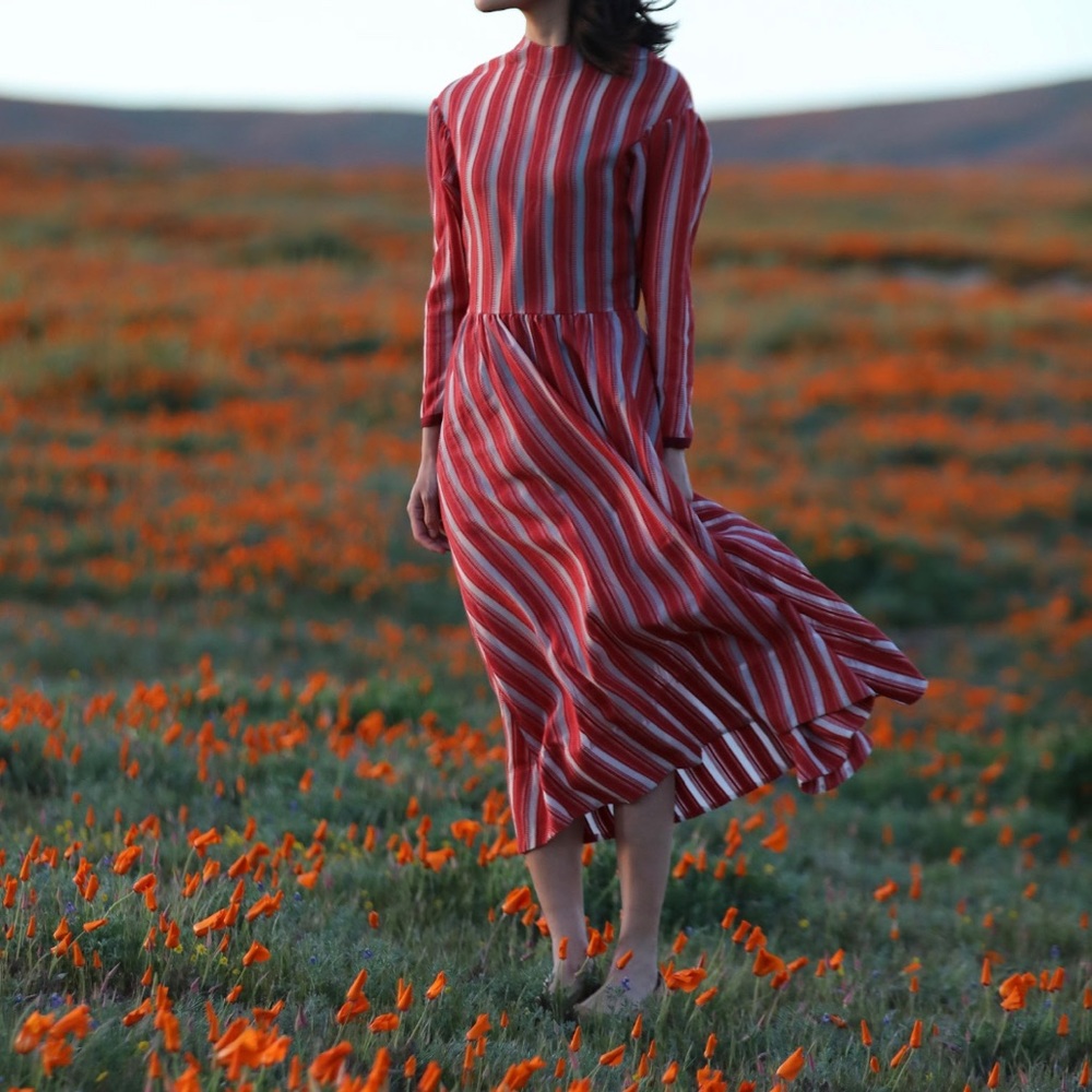 Eauseenon red stripe dress